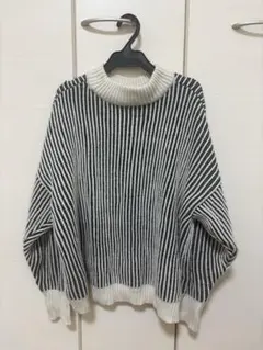 ストライプ ボーダー　ニット　セーター M アクリル100% レディース