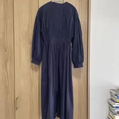 Snidel 롱 셔츠 원피스 네이비 감색 노 칼라
