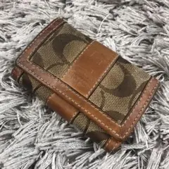 COACH コーチ シグネチャー 本革 レザー×キャンバス 6連キーケース