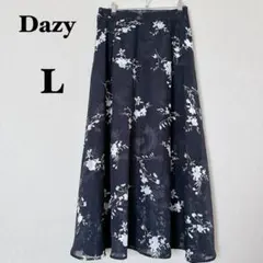 Dazy 花柄 フレアスカート L ロング丈　ブラック　可愛い　シフォン