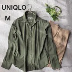 【値下げしました】UNIQLO ユニクロレーヨンブラウス M 長袖 オリーブ