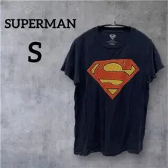 美品✨SUPERMAN【S】スーパーマン 半袖Tシャツ ネイビービッグロゴのサムネイル