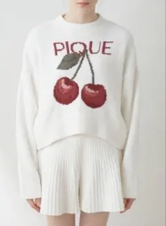 ジェラートピケ チェリージャガードプルオーバー&リブフレアショートパンツ