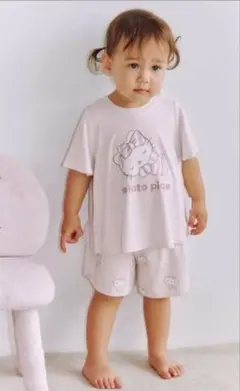 ジェラートピケ　ワンポイントTシャツ　パンツ　80 サンリオハウス　ピンクのサムネイル