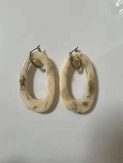 bayflow /ベイフロー/アイボリーオーバル型2wayピアス