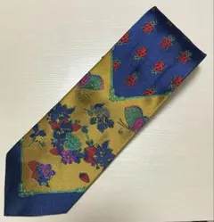 GUCCI グッチ ネクタイ シルク100% フローラ柄 ブルー イタリア 高級
