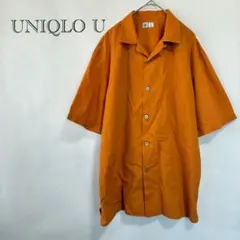 【ユニクロユー】 オープンカラーシャツ M オレンジ ゆったり カジュアル 薄手