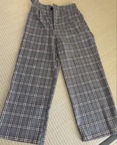 グレー系チェック ワイドパンツ