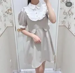 evelyn ワンピース フリル ビジュー op 半袖