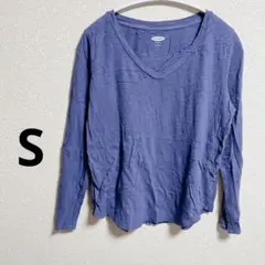 OLD NAVY ダークブルー Vネック長袖Tシャツ