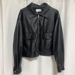 ラコレ　Mサイズ　エリツキレザーブルゾン　レザー　ショート丈　フードなし