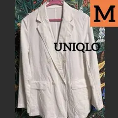 ユニクロ　リネンブレンドジャケット　ホワイト　テーラードジャケット　ダブル　長袖