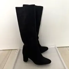 ロングブーツ レディース スウェード風 ブラック Mサイズ