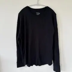 タイムアンドトゥルー ワッフル カットソー 丸首長袖 ゆったり XXXL 黒のサムネイル