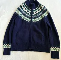 L.L.Bean ニット アーガイル柄 L ウール ネイビー セーター
