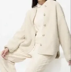 ユニクロ ボアフリースリラックスカーディガン オフホワイトXXLサイズ 試着のみ