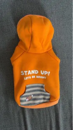 オレンジ フード付き 犬服 フリース