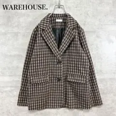 WAREHOUSE チェック テーラードジャケット F ブラウン オーバーサイズ