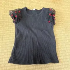 黒いリブ編みトップス 100cm