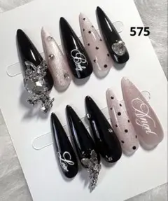 575現品ネイルチップ　十字架　ギャル　ワンホン地雷系推しロングネイルマグネット