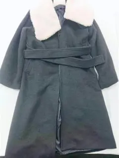 ★ヴァンニュー VANNIEU ボアカラー ロングコート ブラック系 S