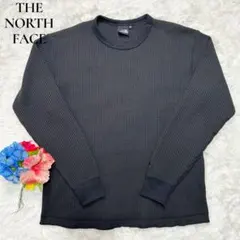 美品 ノースフェイス ロングスリーブウォームワッフルクルー 黒 ブラック M