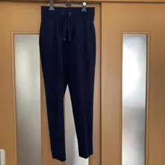ネイビー スリムスラックスパンツ ゴムウエスト