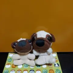 【パグの小さなぬいぐるみ2種類セット】愛らしいパグ★一つボールチェーン付き