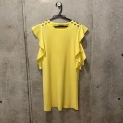 ZARA Woman ノースリーブ フリル イエロー Sサイズのサムネイル