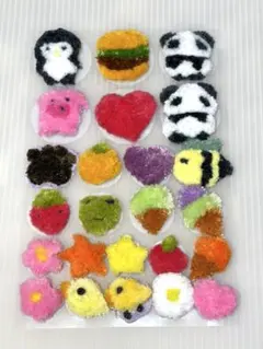パンチニードル シールセット かわいい 動物＆フルーツ ハンドメイド