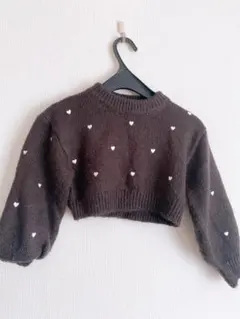 女の子 110cm トップス ショート丈 ハート柄