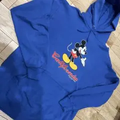 80s レアパターン　vintage disney ミッキー　パーカー　L