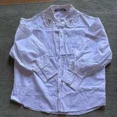 ホワイトフリルカラー長袖シャツ