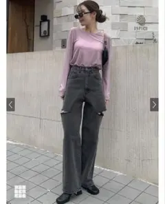 スリットデニムワイドパンツ[cu420]
