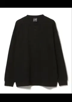 BEAMS T ワッフル ヘンリーネック Tシャツ　ブラック　XL