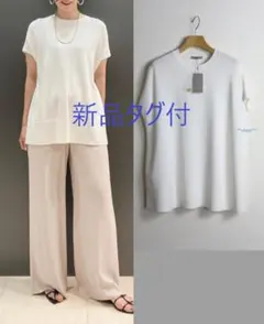 theory luxe 24SS 完売 ウォッシャブル クルーネック ニット白