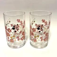 【昭和レトロ】　花柄ガラスコップ5個セット