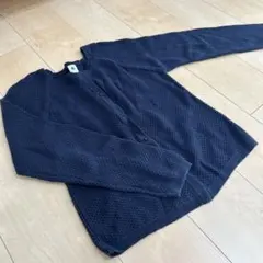【プチバトー】ダークネイビー 編み目模様 カーディガン（152cm・12ans）