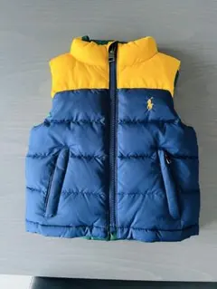 ダウンベスト ネイビー/イエロー/グリーン