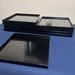 ほぼ未使用 懐石道具 木製黒真塗 利休形 折敷膳 5客揃 四方膳 紙箱