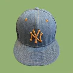 ニューエラ NY ニューヨークヤンキース デニム キャップ ゴールド刺繍 希少