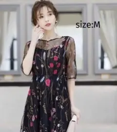 ヴィンテージ風フラワー刺繍結婚式ワンピースドレス ドリードール