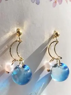 562 月　シャボン玉　ピアス(※イヤリング変更可)