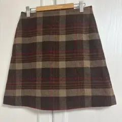 ブラウン系チェックタイトスカート ユニクロ