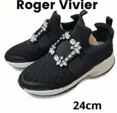 新品ROGER VIVIER ビジュー付き厚底スニーカー ブラック ブラック Woman ヴィヴ ラン ファブリック スニーカー