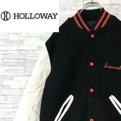 【希少入手困難】80s USA HOLLOWAY 袖レザー 刺繍 スタジャン