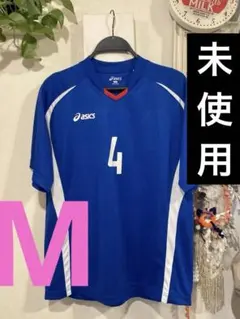 未使用asics スポーツユニフォームシャツ M 青 番号4
