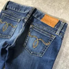 moussy パウダースキニーデニム　バックステッチ　定番　26 革パッチ