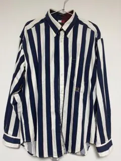 TOMMY HILFIGER 長袖シャツ XL ネイビーとホワイトストライプ