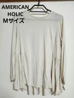 AMERICAN HOLIC 長袖 水玉 バックティアードチュニック オフ M